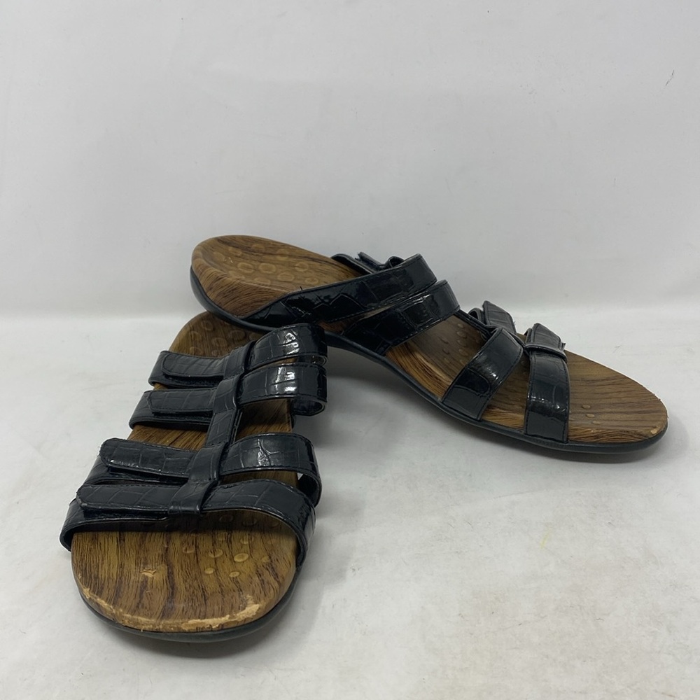 Vionic Meghann Faux Croc Leather Slide Adjustable Sandals